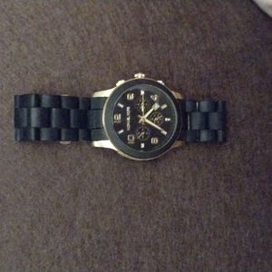 Knock-Off Michael Kors Black Gold Rubber Watch
